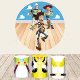 Lofaris Circle Cartoon Blue Sky Toy Happy Birthday Backdrop Kit