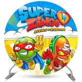 Lofaris Circle Cartoon Character Happy Birthday Backdrop For Boy