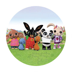 Lofaris Circle Cartoon Character Round Kids Birthday Backdrop