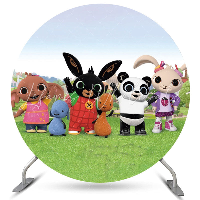 Lofaris Circle Cartoon Character Round Kids Birthday Backdrop