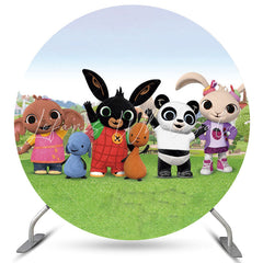 Lofaris Circle Cartoon Character Round Kids Birthday Backdrop