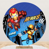 Lofaris Circle Cartoon Heros Round Birthday Backdrop For Boy
