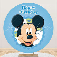 Lofaris Circle Cartoon Mouse Happy Birthday Backdrop For Boy