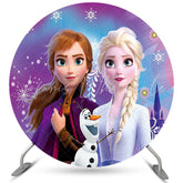 Lofaris Circle Cartoon Princess Purple Birthday Party Backdrop