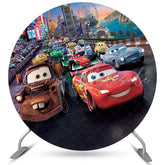 Lofaris Circle Cartoon Racing Car Boys Birthday Backdrop Banner