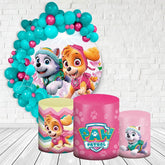 Lofaris Circle Cartoon Run Dogs Happy Birthday Backdrop Kit