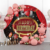 Lofaris Circle Casino Themed Round Happy Birthday Backdrop