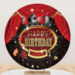 Lofaris Circle Casino Themed Round Happy Birthday Backdrop