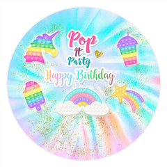 Lofaris Circle Colorful Rainbow Pop It Birthday Party Backdrop