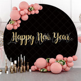 Lofaris Circle Custom Gold Glitter Happy New Year Backdrop
