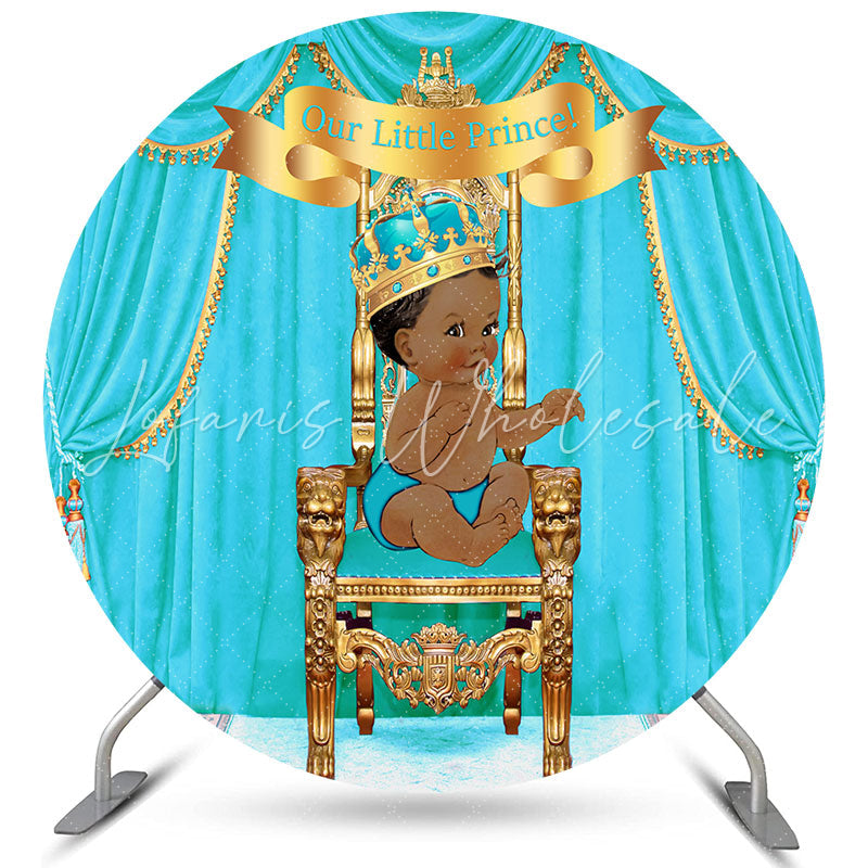 Lofaris Circle Cyan Our Little Prince Baby Shower Backdrop