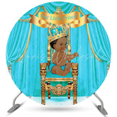 Lofaris Circle Cyan Our Little Prince Baby Shower Backdrop