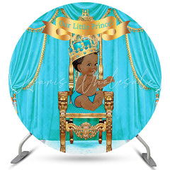 Lofaris Circle Cyan Our Little Prince Baby Shower Backdrop