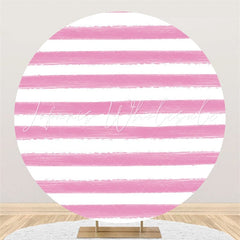 Lofaris Circle Dark Pink White Stripe Happy Birthday Backdrop