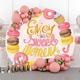 Lofaris Circle Enjoy Sweet Donuts Happy Girls Birthday Backdrop