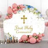 Lofaris Circle First Holy Communion Blue Happy Birthday Backdrop