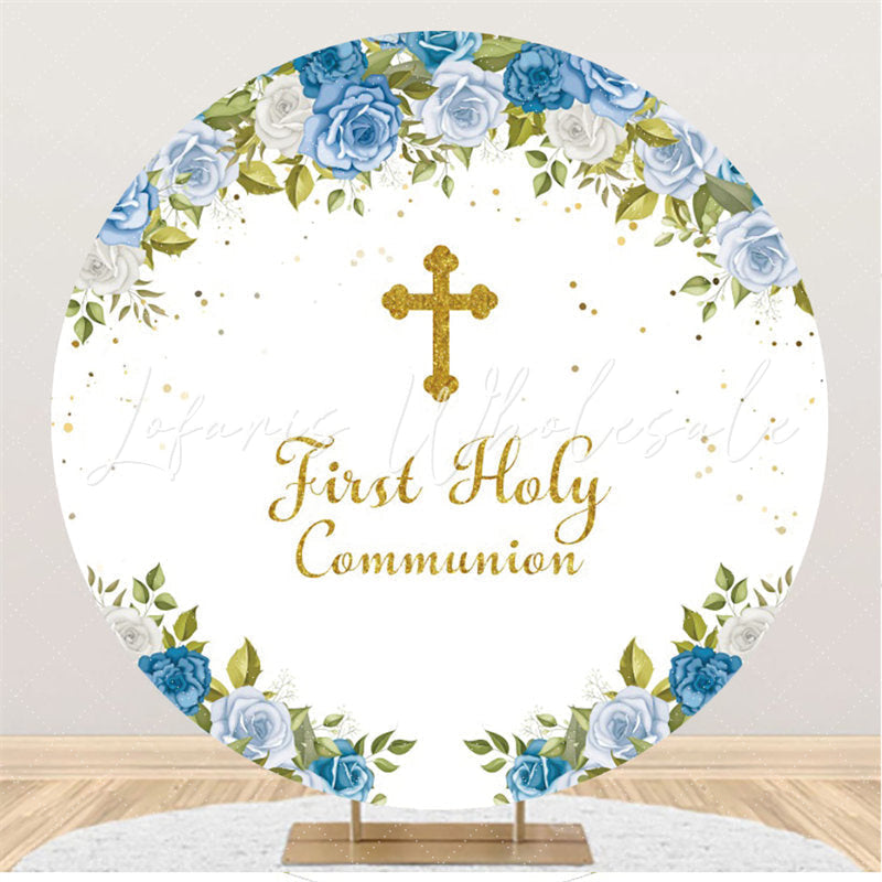 Lofaris Circle First Holy Communion Blue Happy Birthday Backdrop