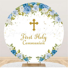 Lofaris Circle First Holy Communion Blue Happy Birthday Backdrop