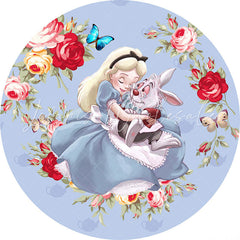 Lofaris Circle Floral And Princess Rabbit Birthday Backdrop Kit