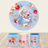 Lofaris Circle Floral And Princess Rabbit Birthday Backdrop Kit