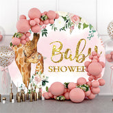 Lofaris Circle Floral Giraffe Mom Baby Backdrop For Shower