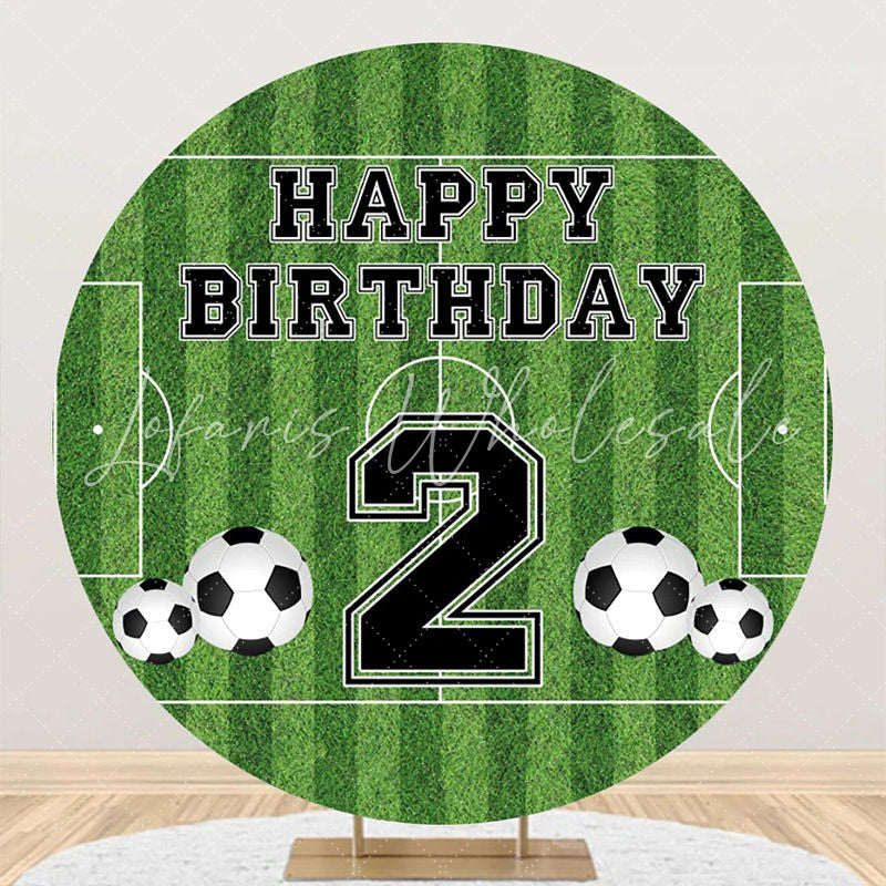 Lofaris Circle Football Field Stripe 2nd Birthday Backdrop