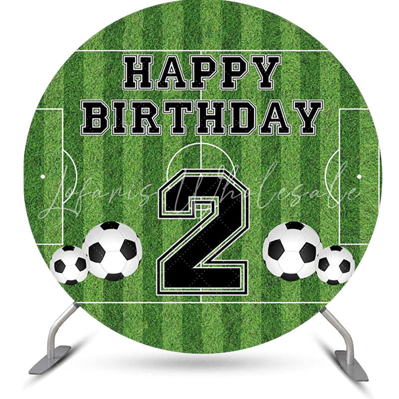 Lofaris Circle Football Field Stripe 2nd Birthday Backdrop