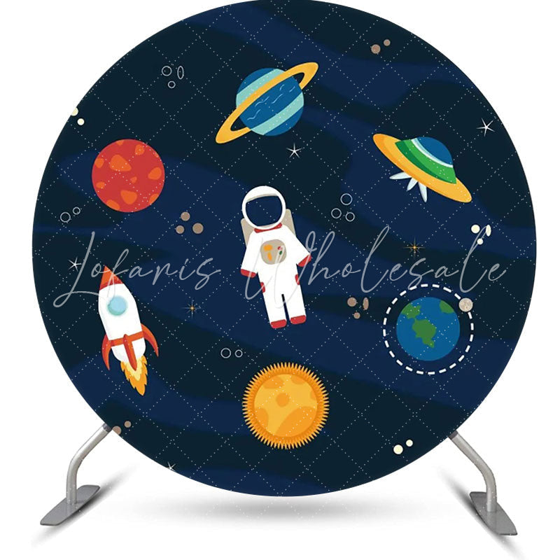 Lofaris Circle Galaxy Planets Astronaut Rocket Boys Backdrop