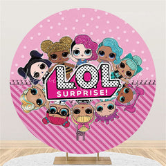 Lofaris Circle Glitter Girls Round Pink Birthday Backdrops