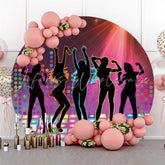 Lofaris Circle Glitter Light Disco Happy Birthday Backdrop