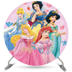 Lofaris Circle Glitter Princess Pink Birthday Backdrop For Girl