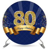 Lofaris Circle Glitter Royal Blue Happy 80th Birthday Backdrop