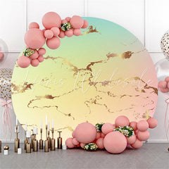 Lofaris Circle Gold Abstract Round Happy Birthday Backdrop