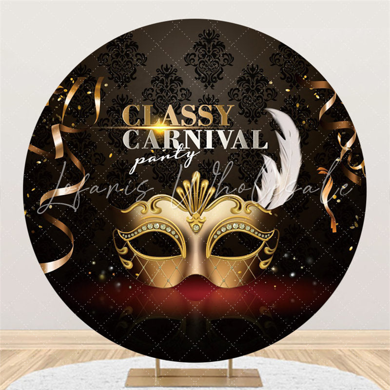 Lofaris Circle Gold And Black Classy Carnival Party Backdrop