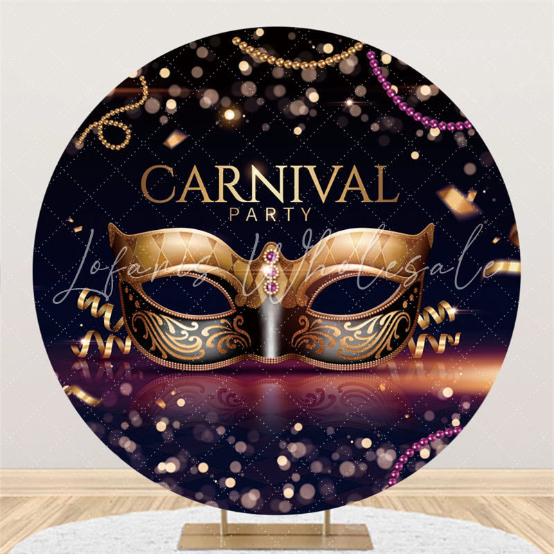 Lofaris Circle Gold Black Mask Bokeh Backdrop For Carnival Party