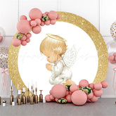 Lofaris Circle Gold Glitter And White Little Baby Backdrop