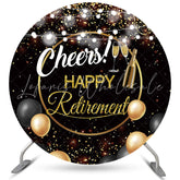 Lofaris Circle Gold Glitter Black Cheers Baby Shower Backdrop