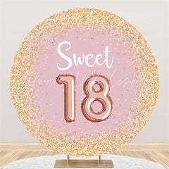 Lofaris Circle Gold Glitter Light Pink 18th Birthday Backdrop