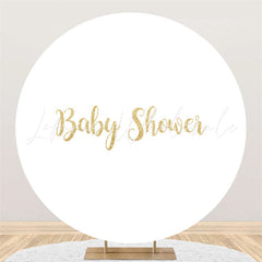 Lofaris Circle Gold Glitter Pure White Baby Shower Backdrop