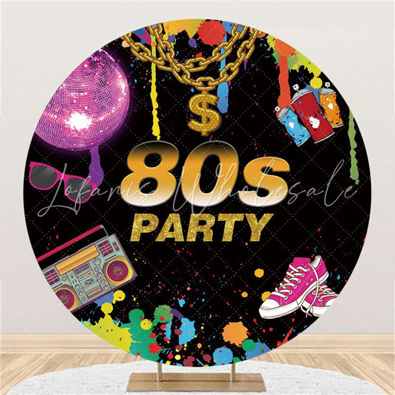 Lofaris Circle Graffiti 80s Party Backdrop For Happy Birthday