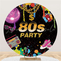 Lofaris Circle Graffiti 80s Party Backdrop For Happy Birthday