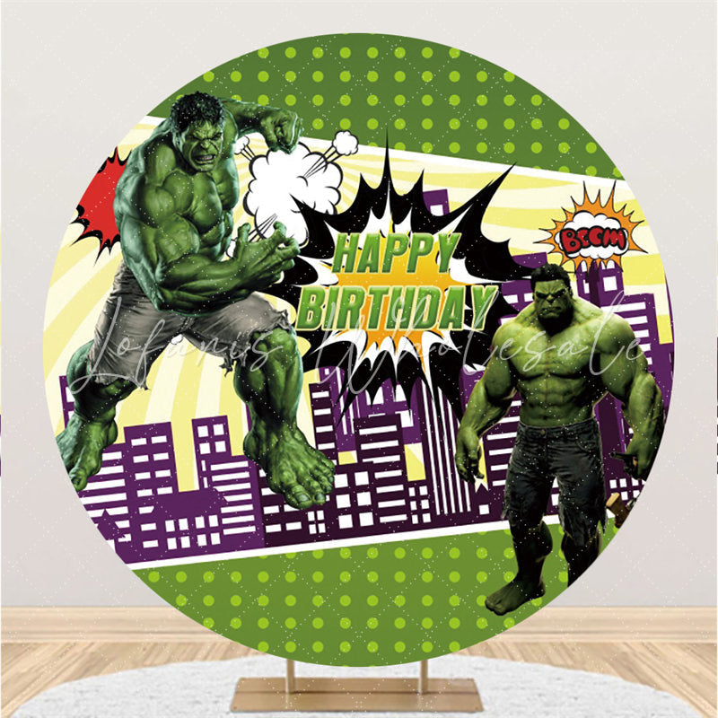 Lofaris Circle Green Giant And City Happy Birthday Backdrop