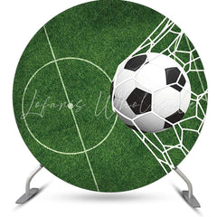 Lofaris Circle Green Line Grass Football Goal Party Backdrop