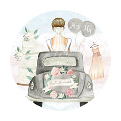 Lofaris Circle Grey Car And Floral Wedding Backdrop For Party