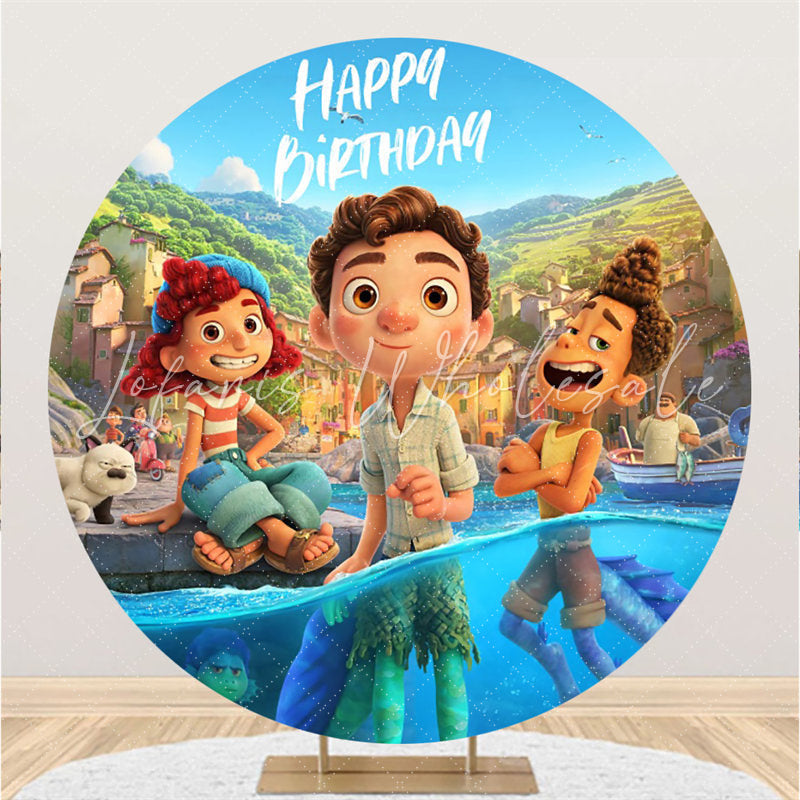 Lofaris Circle Happy Boys And Cartoon Country Birthday Backdrop