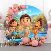 Lofaris Circle Happy Boys And Cartoon Country Birthday Backdrop