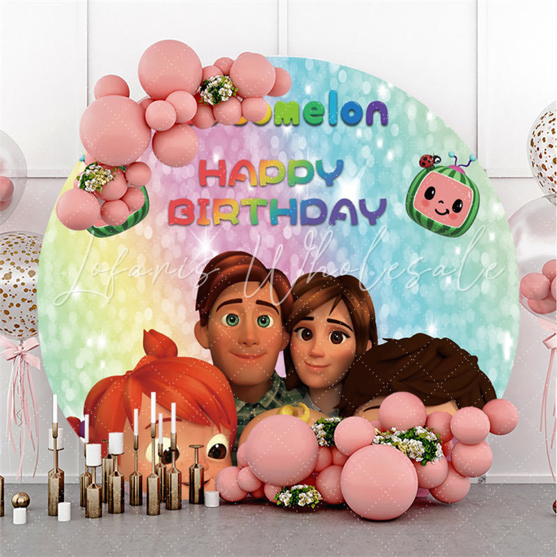 Lofaris Circle Happy Family Bokeh Birthday Backdrops