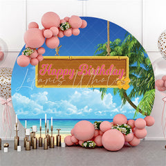 Lofaris Circle Hawaii Beach Summer Happy Birthday Backdrop