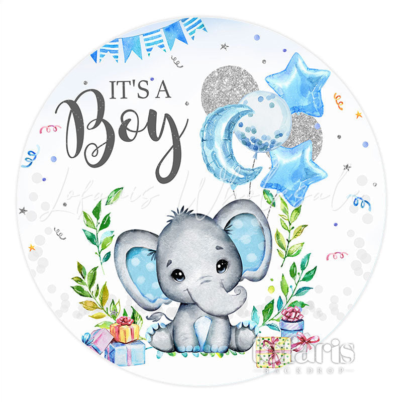 Lofaris Circle Its A Boy Elephant Baby Shower Backdrop Banner