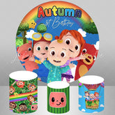 Lofaris Circle Kids Happy Autumn 1st Birthday Party Backdrop